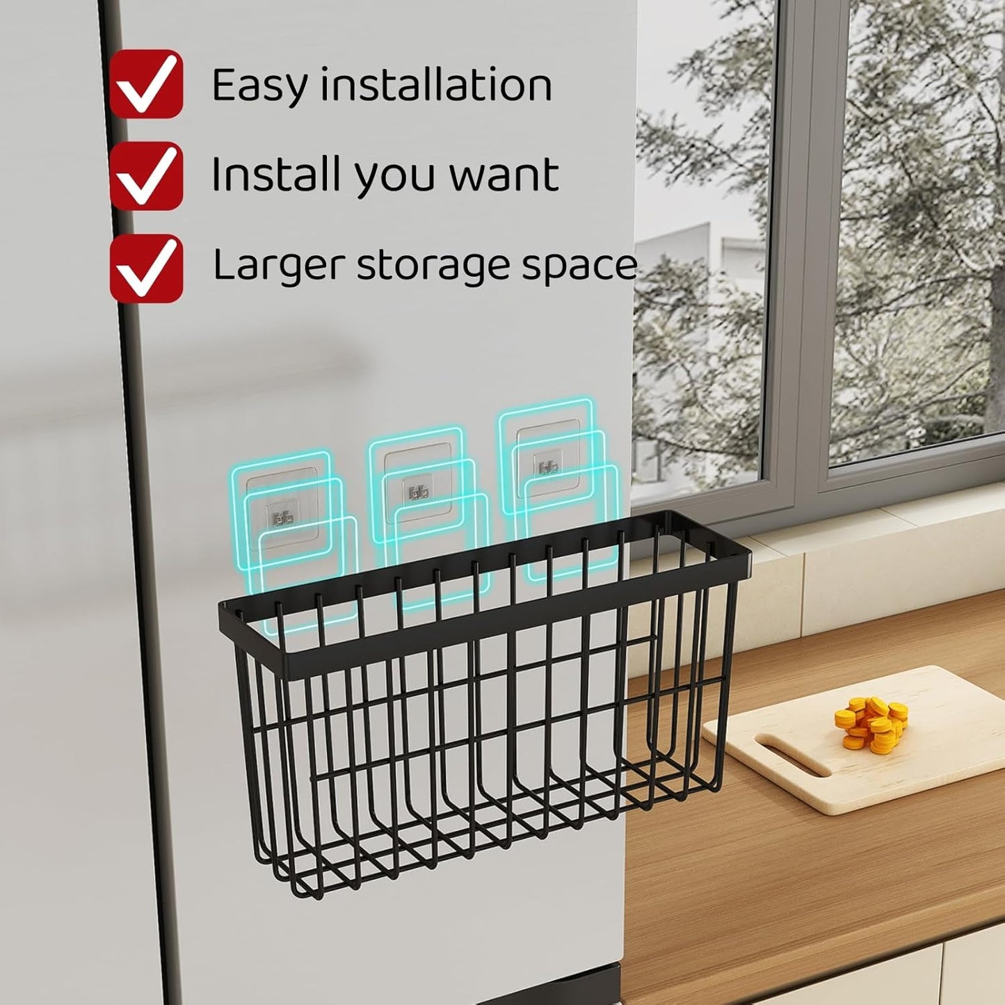 Kitchen Cabinet Door Storage Box,Self Adhesive Wall Mounted,Wardrobe/Bathroom/Refrigerator Small Items Organizer,Oil bottle/Seasoning storage (3 Piece)