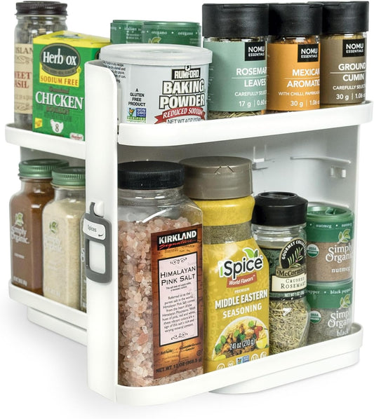 Spice Rack Organizer for Cabinet - Slide & Rotate Seasoning Organizer