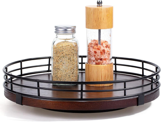 Lazy Susan Turntable Organizer, 12", Dark Mahogany Lazy Susan for Table Top