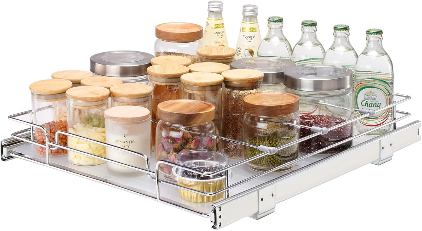 18.5"Wx21"Dx3.5"H Pull Out Cabinet Organizer, Heavy Duty Slide Out Pantry Shelves