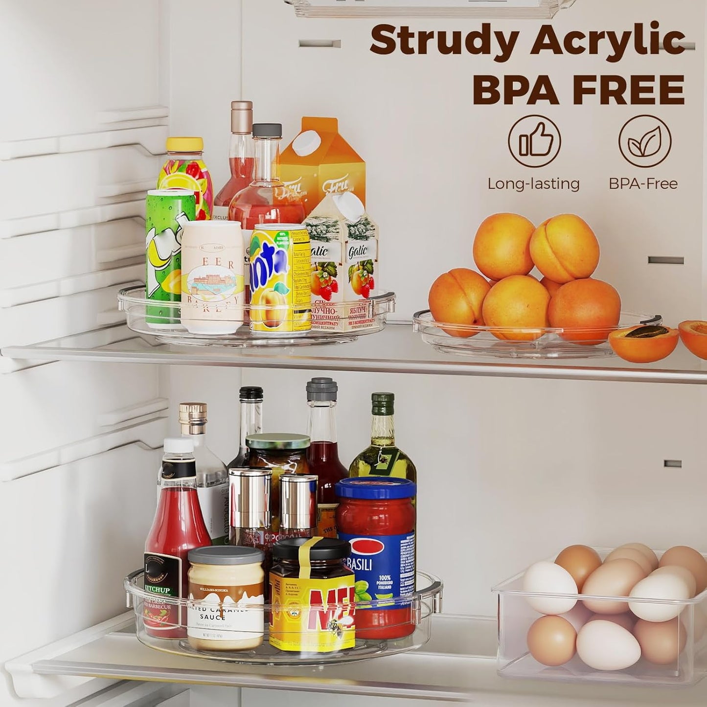 3 Pack Clear Lazy Susan Turntable Organizer for Cabinet, Table Top, Refrigerator