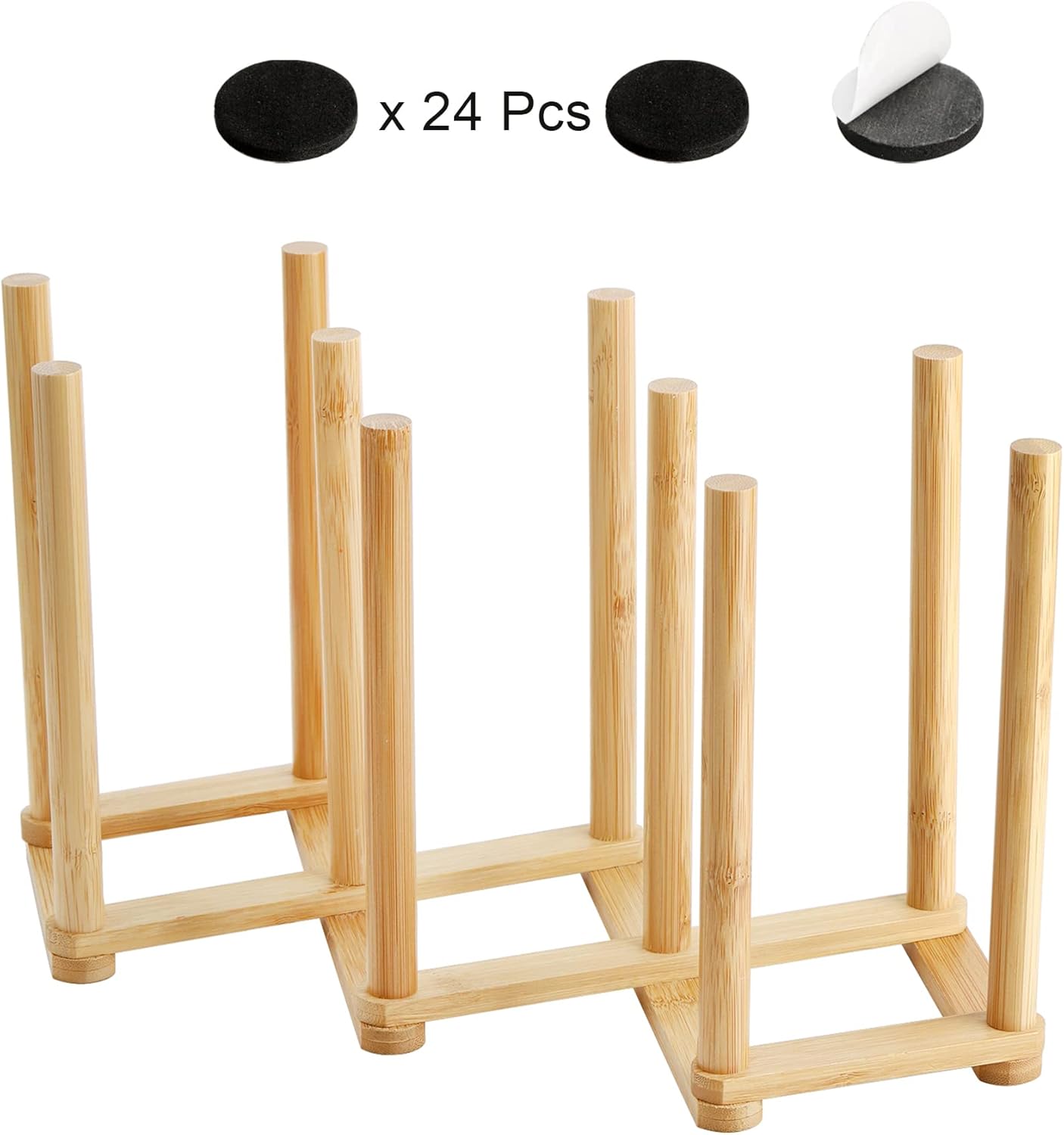 2 Pack Wooden Bottle Drying Rack - Retractable Bamboo Dish Drying Rack Plastic Bag Drying Stander Holder for Water Bottles, Dish, Plate, Cup, Book, Pot Lid, Cutting Board, Reusable Baggies