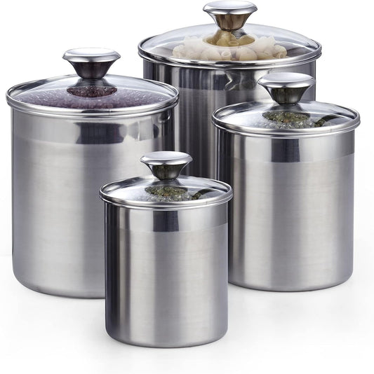 Stainless Steel Food Jar Storage Canister Set Medium 4-Piece