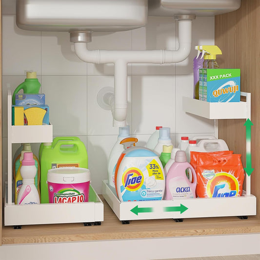 Expandable Under Sink Organizers and Storage, 2 Tier Under Cabinet Organizer