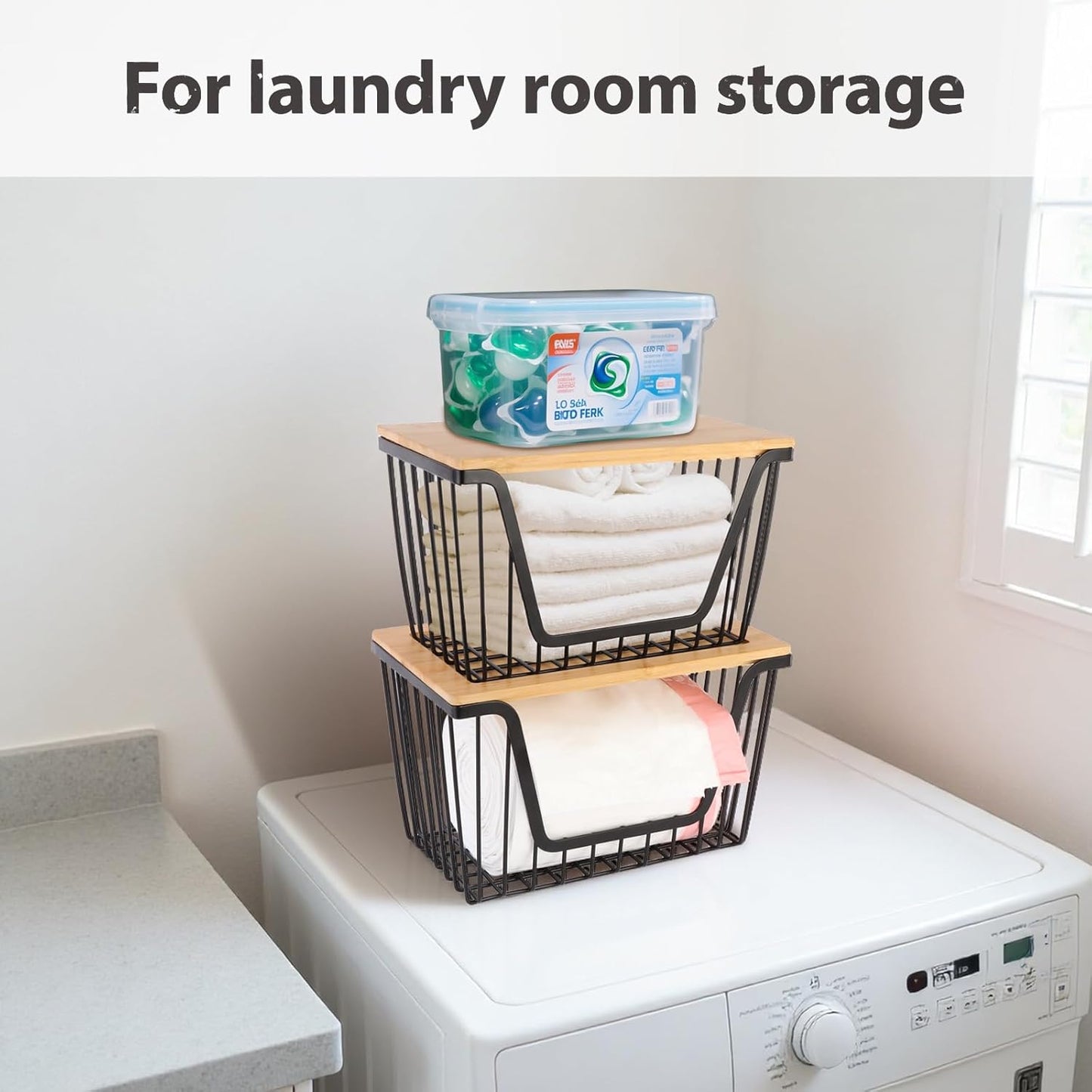 2 Pack Onion and Potato Storage Bins, Stackable Pantry Organizers Storage