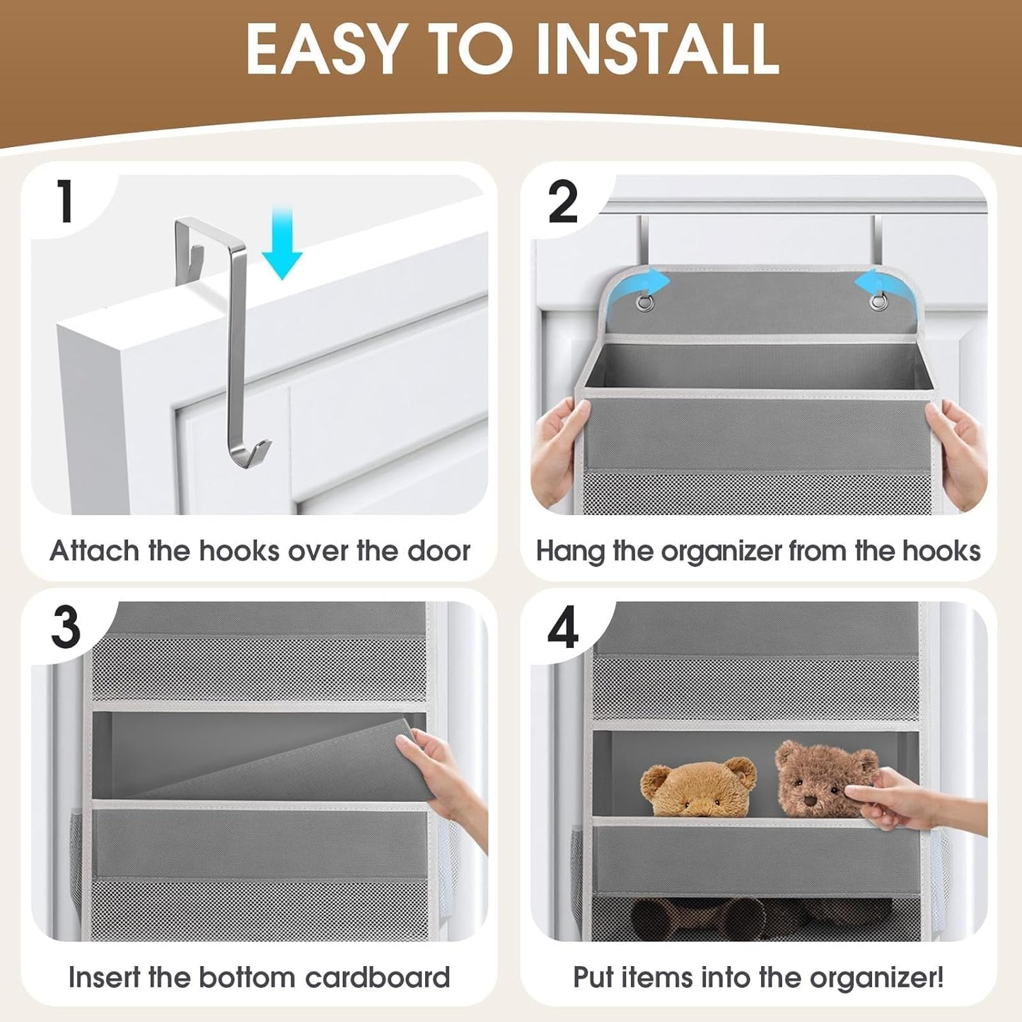 1 Pack Over The Door Organizer, Hanging Storage Organizer with Clear Window