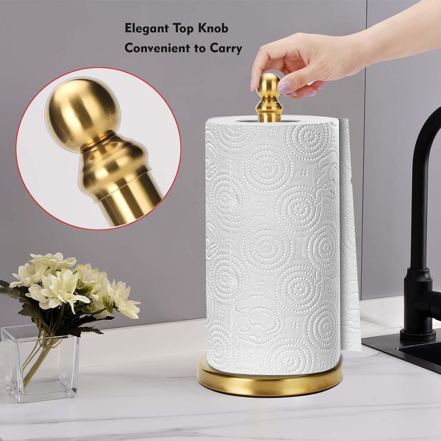 Paper Towel Holder Stand, Gold Paper Towel Holder Countertop