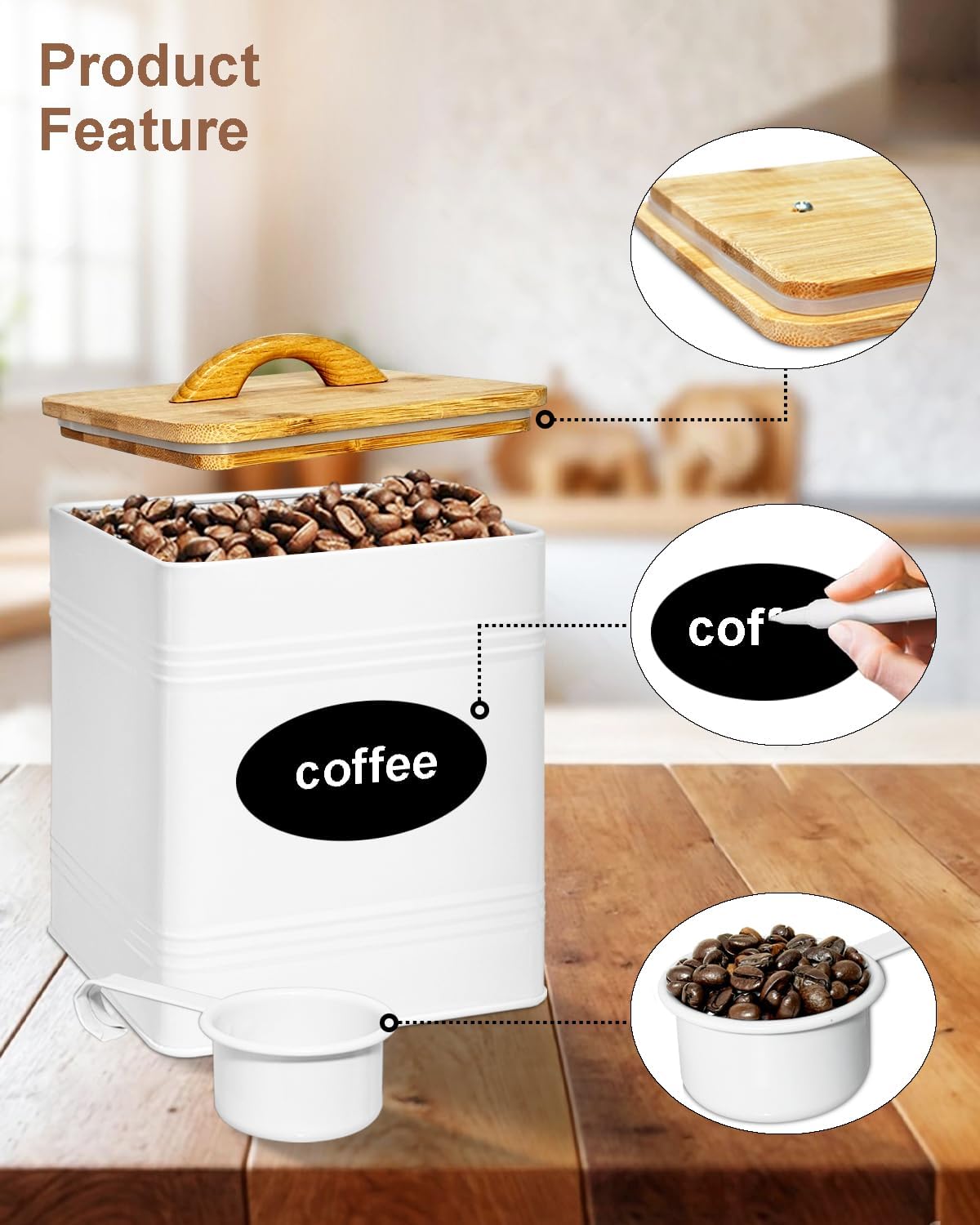 Kitchen Canister Set of 3 - Large 7 Qt Flour and Sugar Containers Airtight