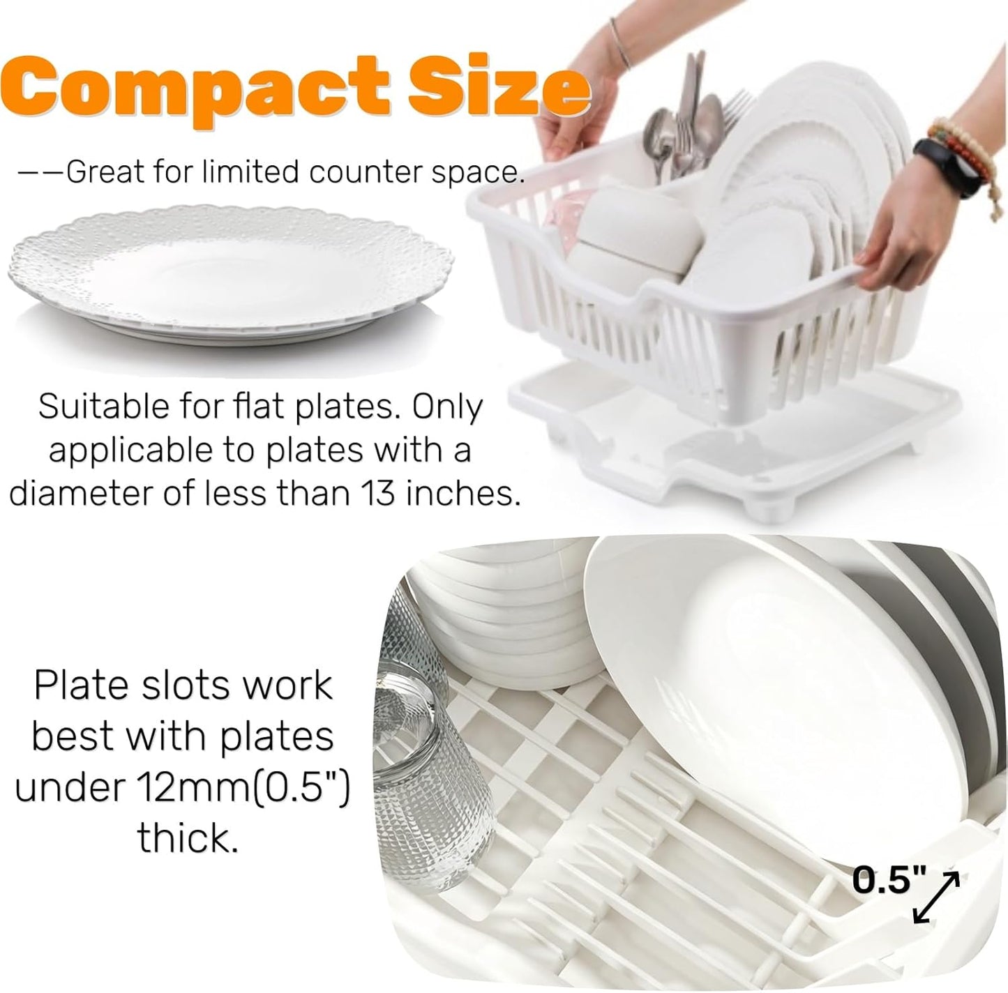 2-Piece Plastic Dish Drying Rack, Heavy Duty Sink Set Dish Rack