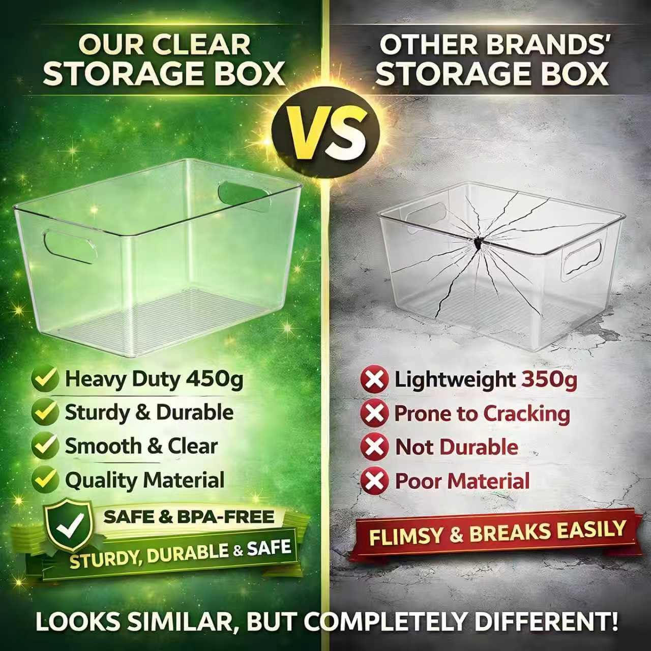 Clear Plastic Storage Bins-6 Pack Large Pantry Organizers and Storage Containers for Kitchen