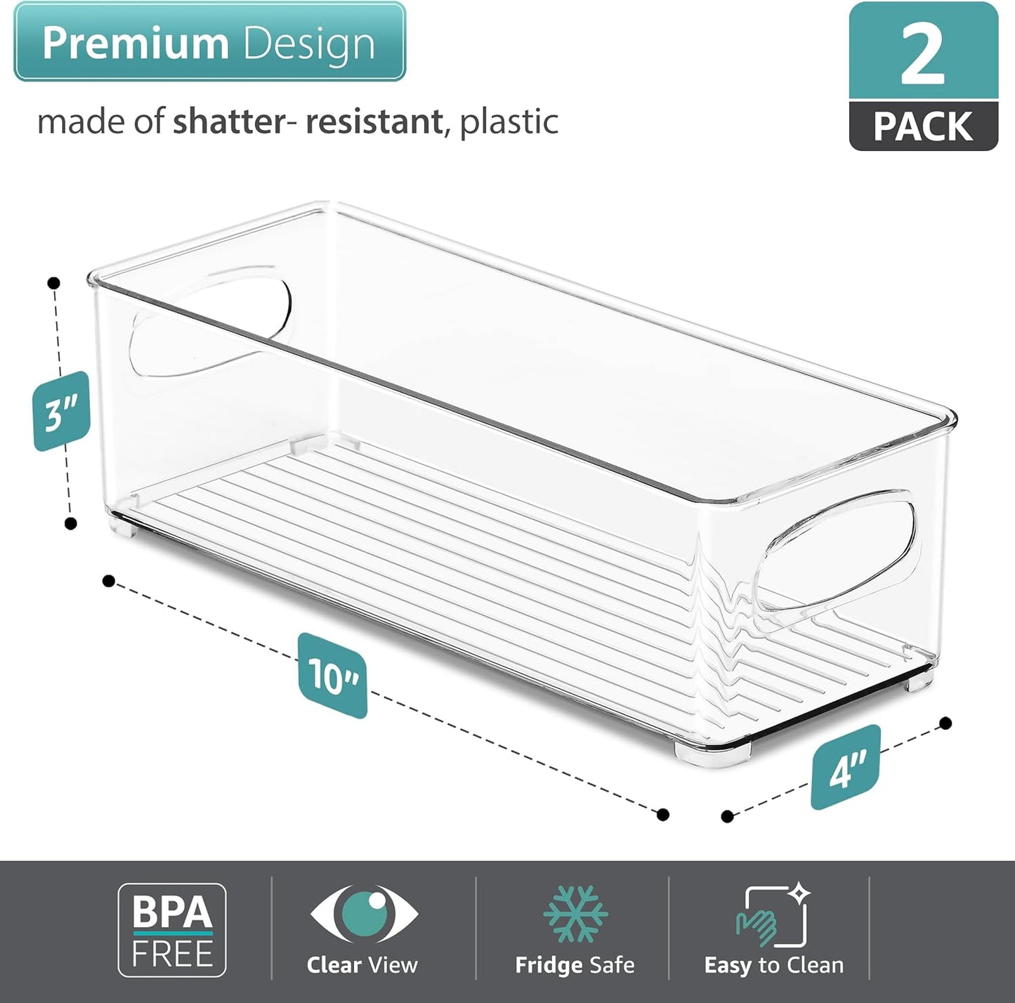 Stackable Refrigerator Organizer Bins - Clear Storage Bins for Kitchen Pantry