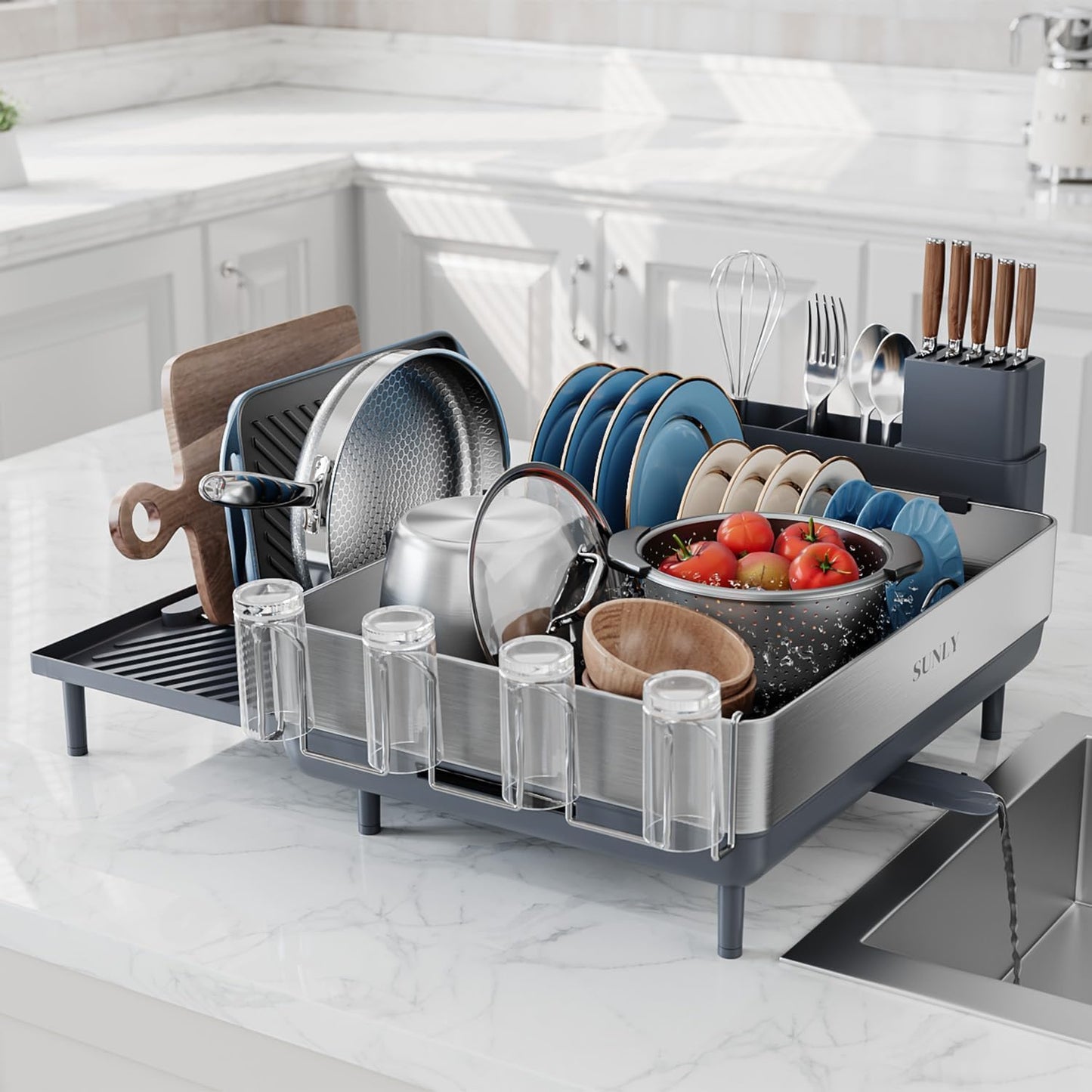 Large Dish Drying Rack, Expandable Dish Racks for Kitchen Counter