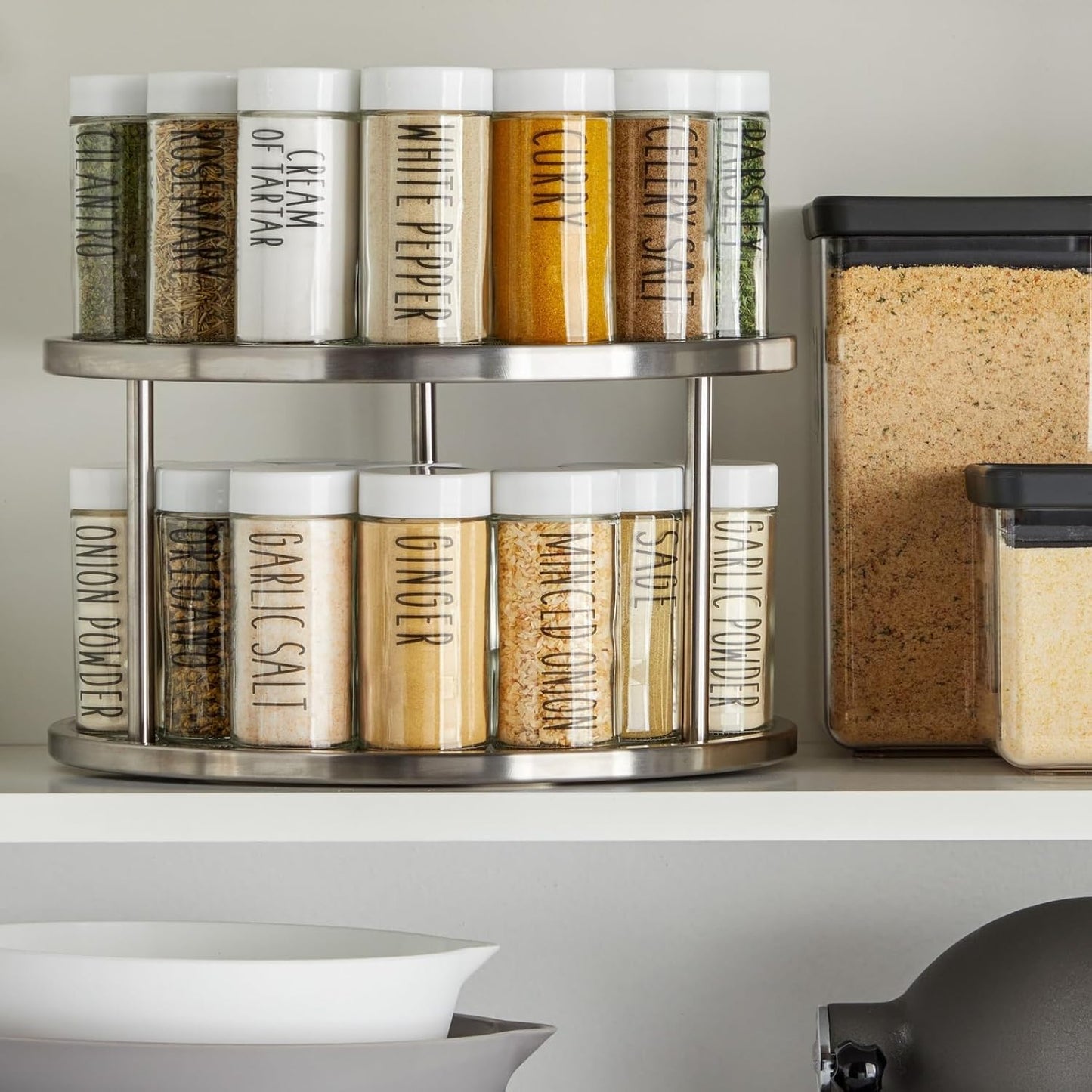 2-Tier Lazy Susan Spice Rack Organizer for Cabinet - 10.5 in