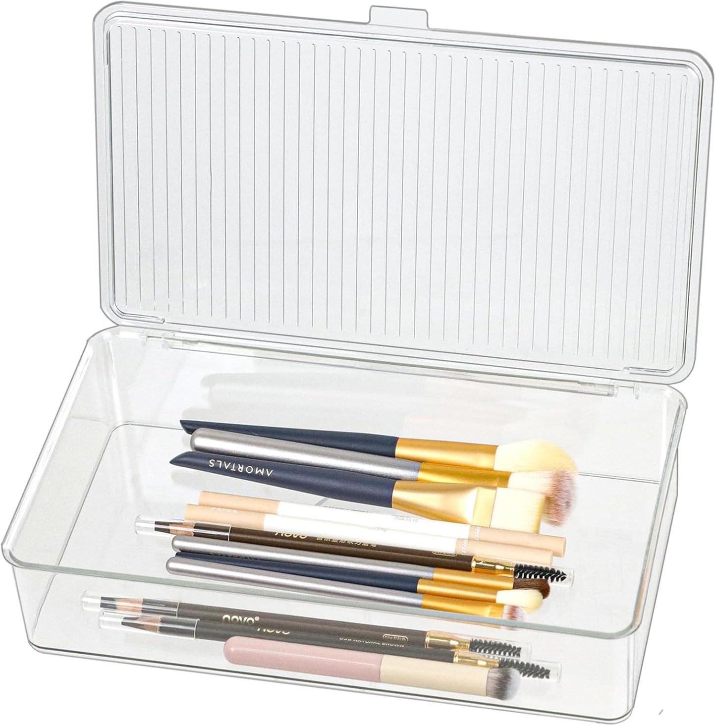 Clear Plastic Storage Bin with Lid, Organizer for Pantry, Office, Bathroom, Kitchen, Snack