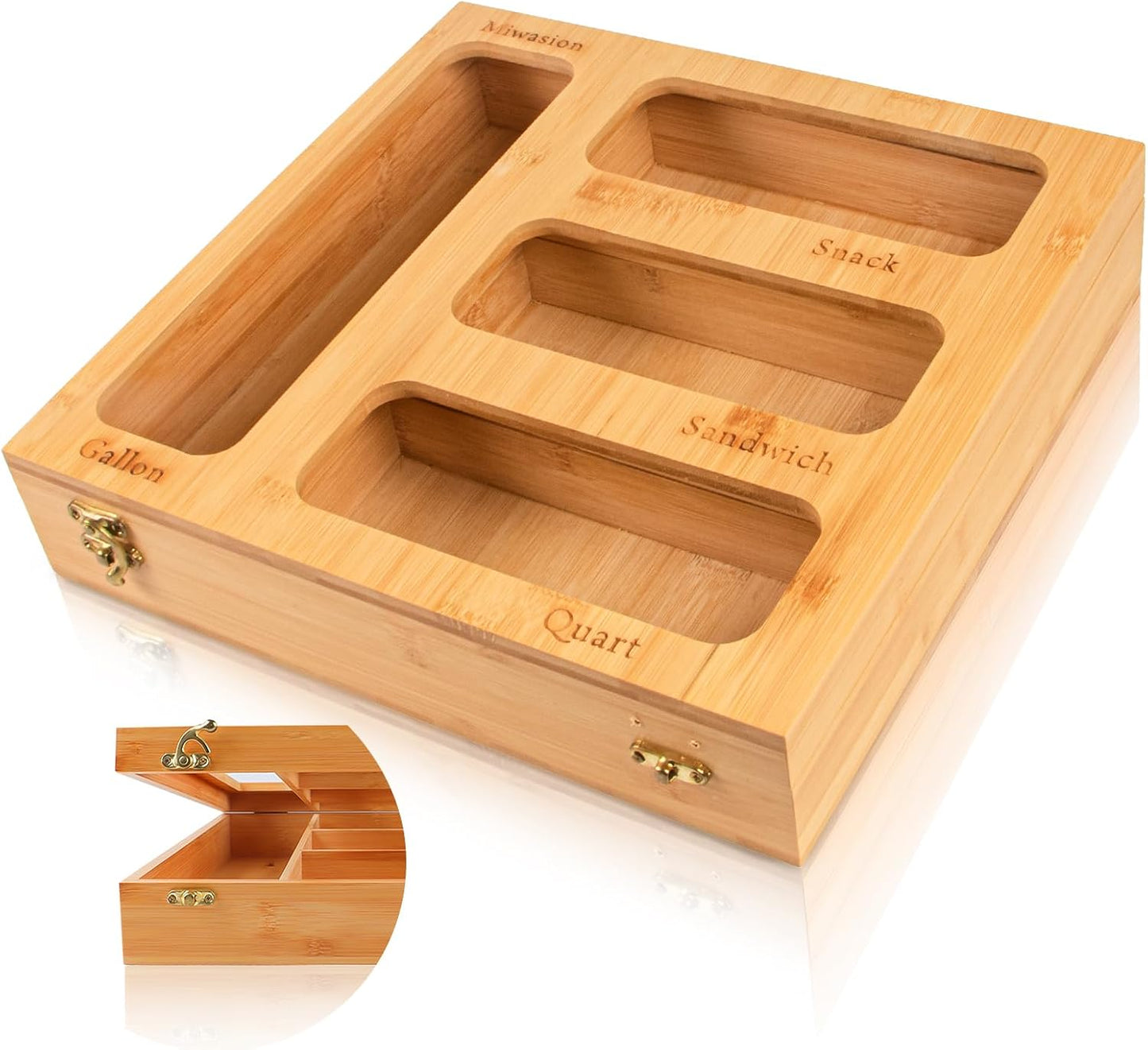 Bamboo Food Bag Organizer for Kitchen Drawer