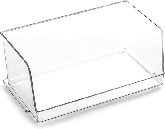 Stackable Plastic Storage Bins, Large | THE MYRIAD COLLECTION | Multipurpose Bins | Pantry Organizers And Storage | Home Organization Containers | Clear Plastic Fridge Bin | Freezer Organizer