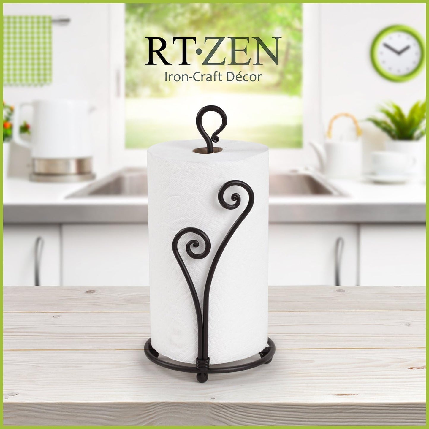 Matte Black Paper Towel Holder Countertop - Decorative Farmhouse Paper Towel Roll Holder