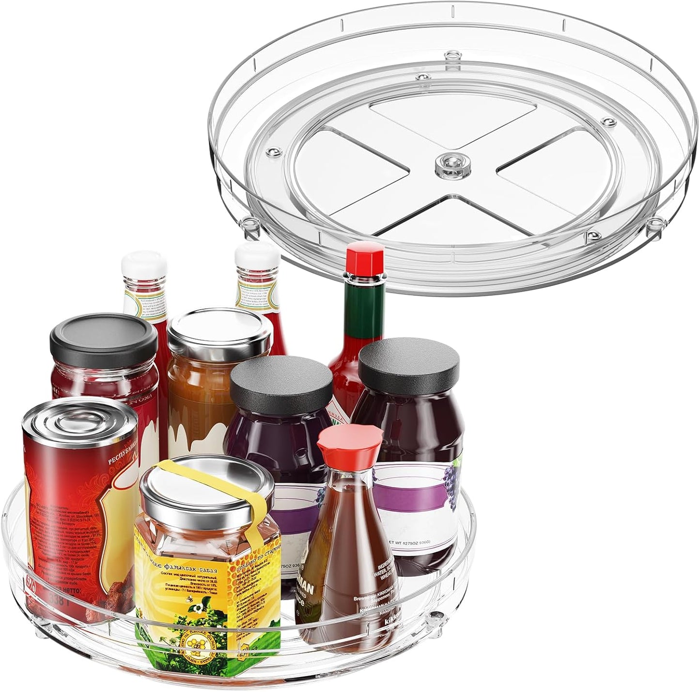 2 Pack Lazy Susan Organizer, 9.5" Lazy Susan Turntable Spice Rack for Cabinet