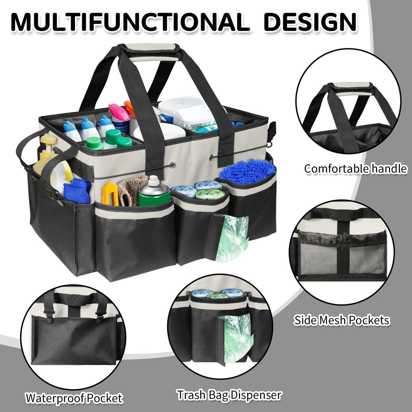 Cleaning Caddy Bag Wearable, Cleaning Caddy Supplies Organizer with Handle