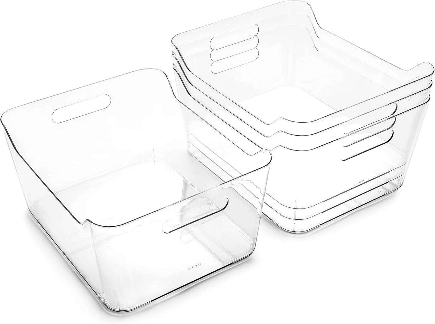 Plastic Organizer Bins, X-Large - 4 Pack | The SOHO Collection | Multi-Use Organizer Bins | Pantry & Freezer Bin | Plastic Storage Containers | Bin for Home & Kitchen Org
