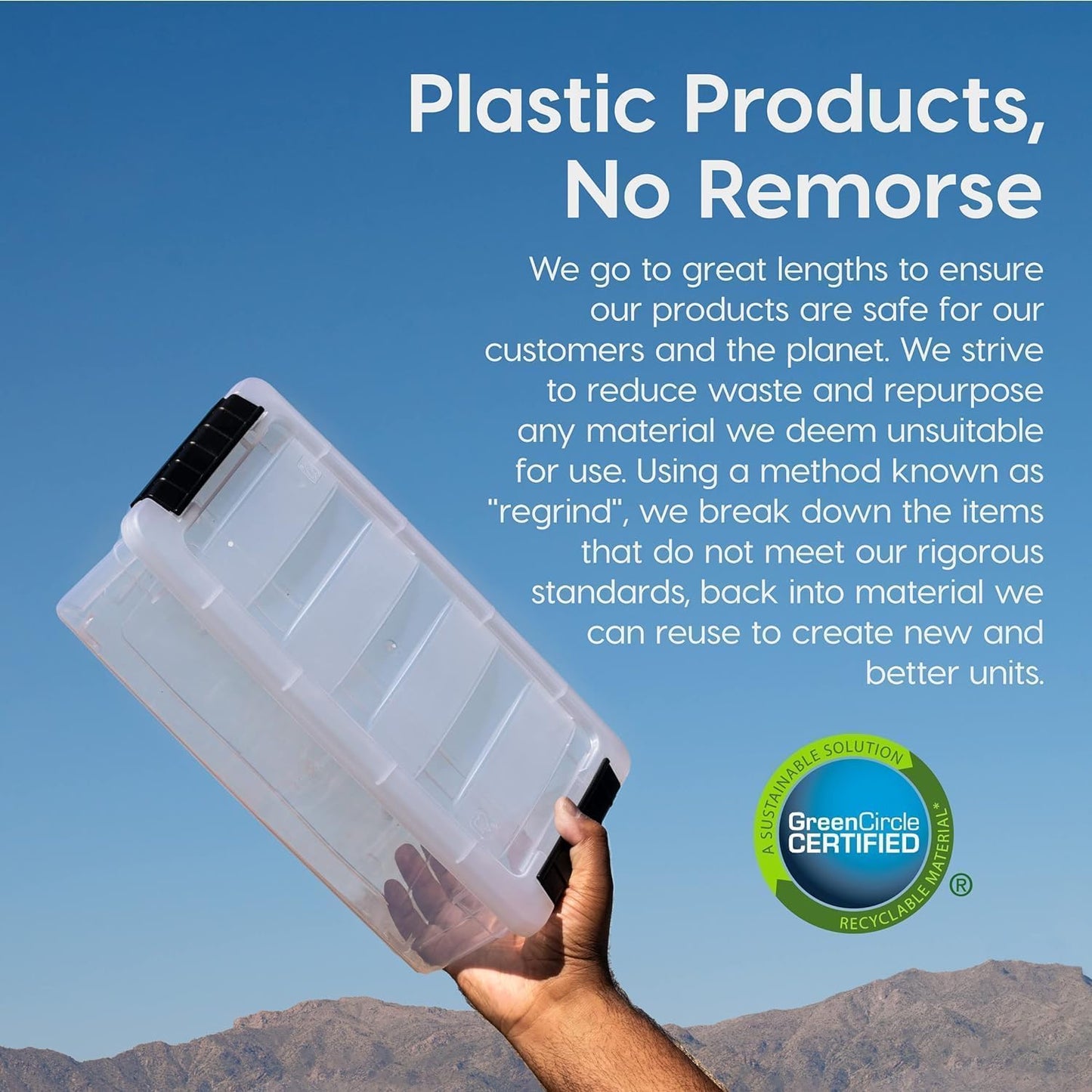 13 QT Plastic Storage Box with Lid and Latches - 6 Pack - BPA-Free