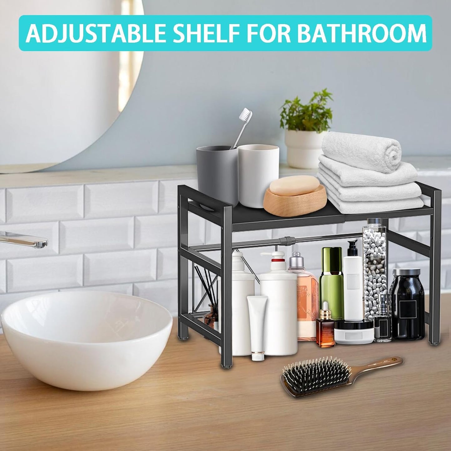 Kitchen Countertop Shelf Organizer, Expandable Microwave Shelf Stand for Counter,Cabinet Shelf Organizer for Pantry Kitchen Cabinet