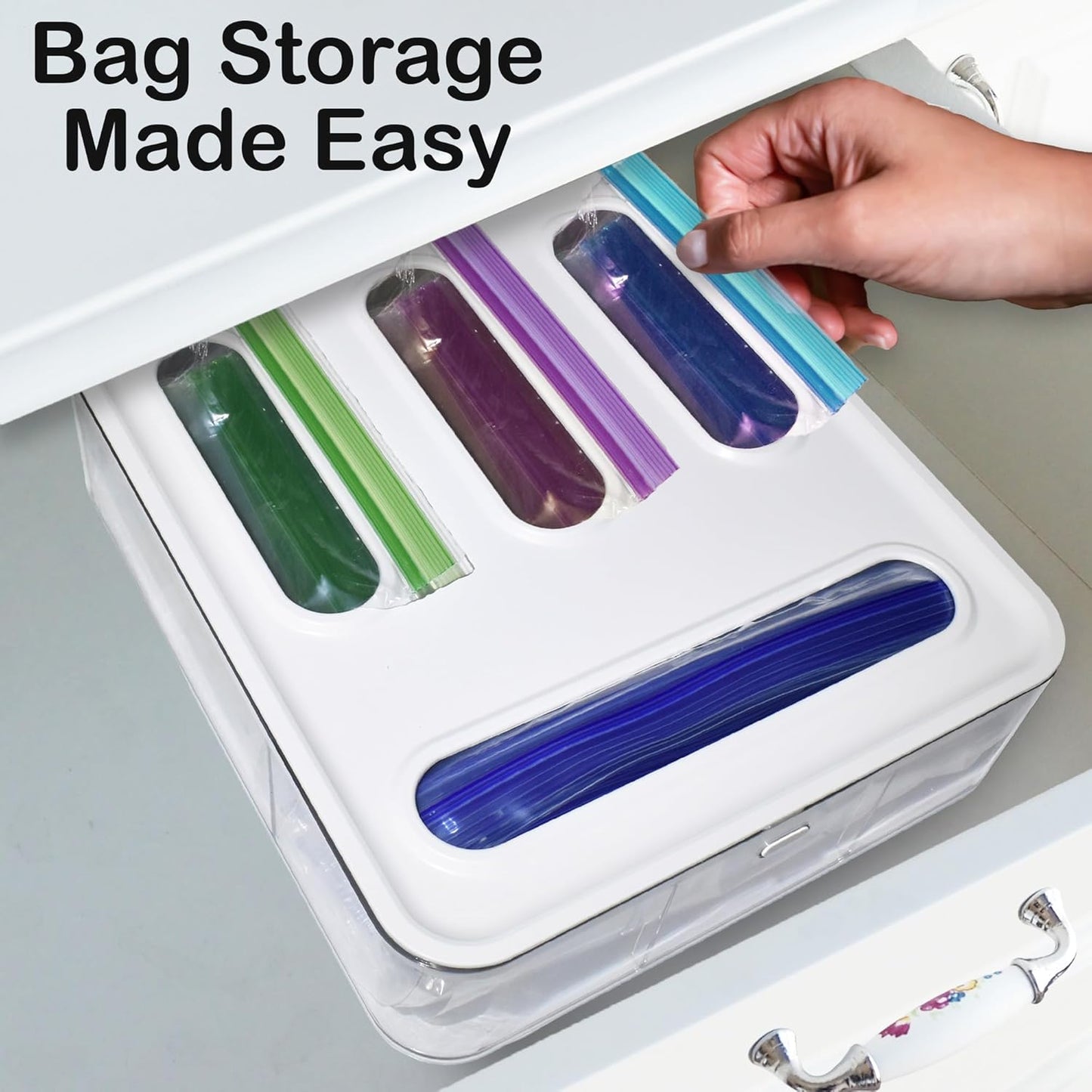 Bag Storage Organizer for Kitchen Drawer, Plastic Bag Container Holder