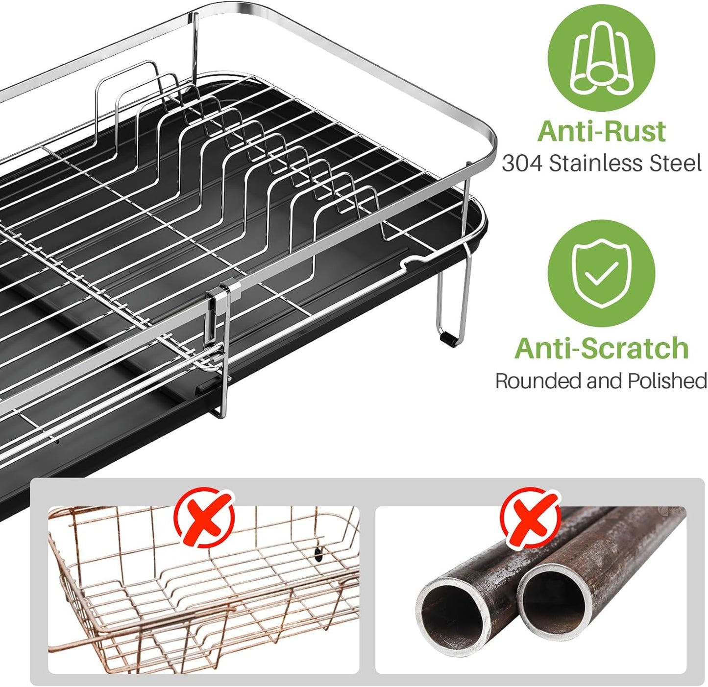 Dish Drying Rack, Expandable Dish Rack for Kitchen Counter