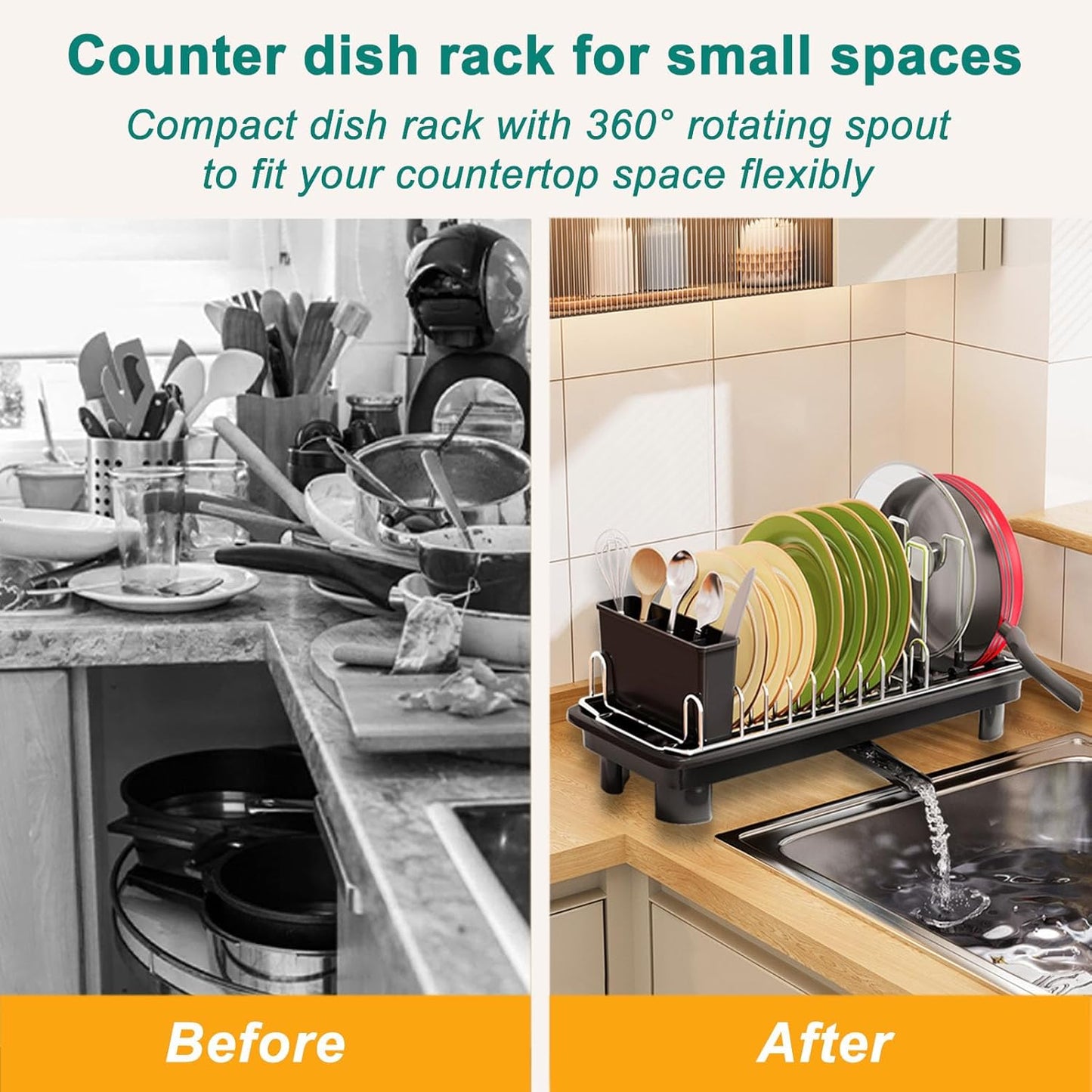 Compact Dish Drying Rack,Small Dish Rack for Kitchen Counter