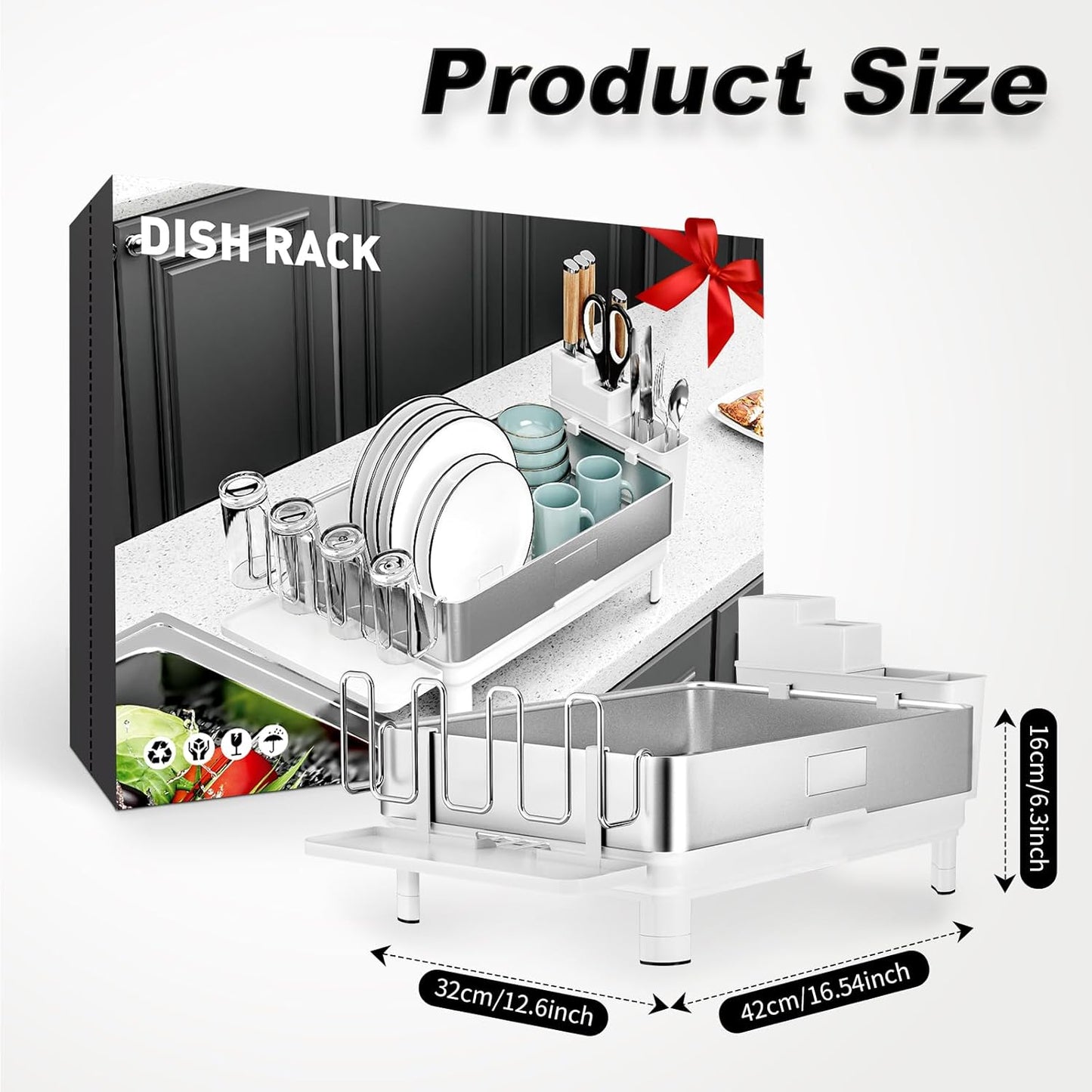 Dish Drying Rack, 304 Stainless Steel Dish Racks for Kitchen Counter