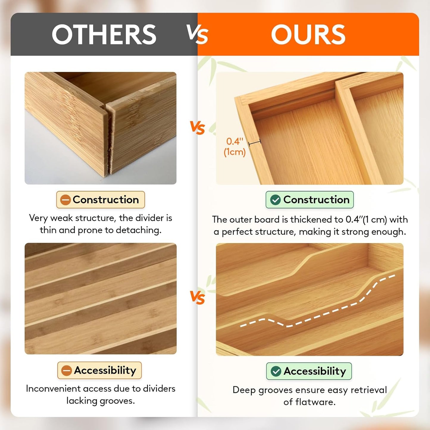 Utensil Organizer for Kitchen Drawer, Expandable Cooking Utensil Tray