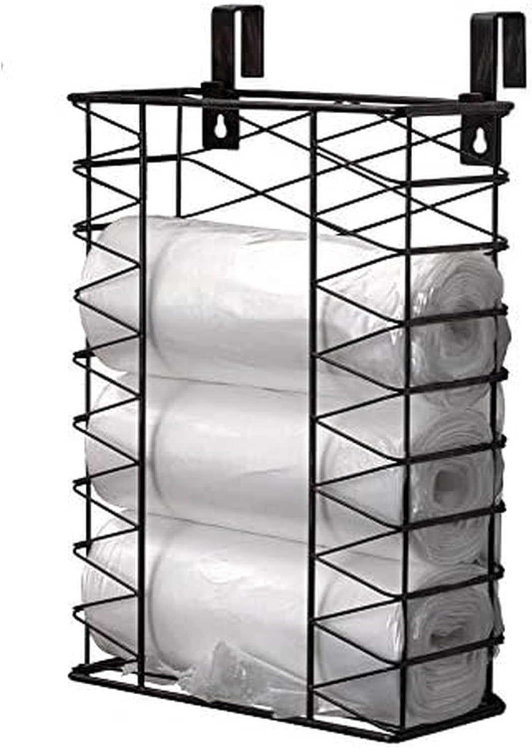 Garbage Bag Holder Basket with Removable Hooks, Antique Black