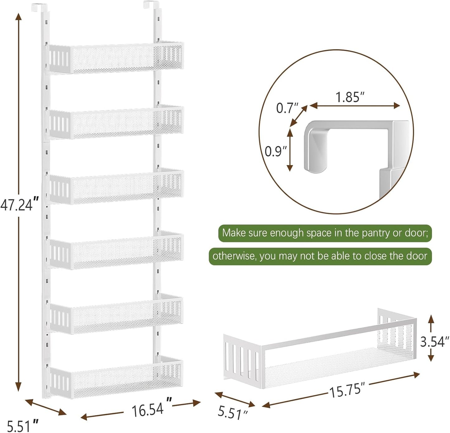 6-Tier Over The Door Pantry Organizer with Mesh Baskets