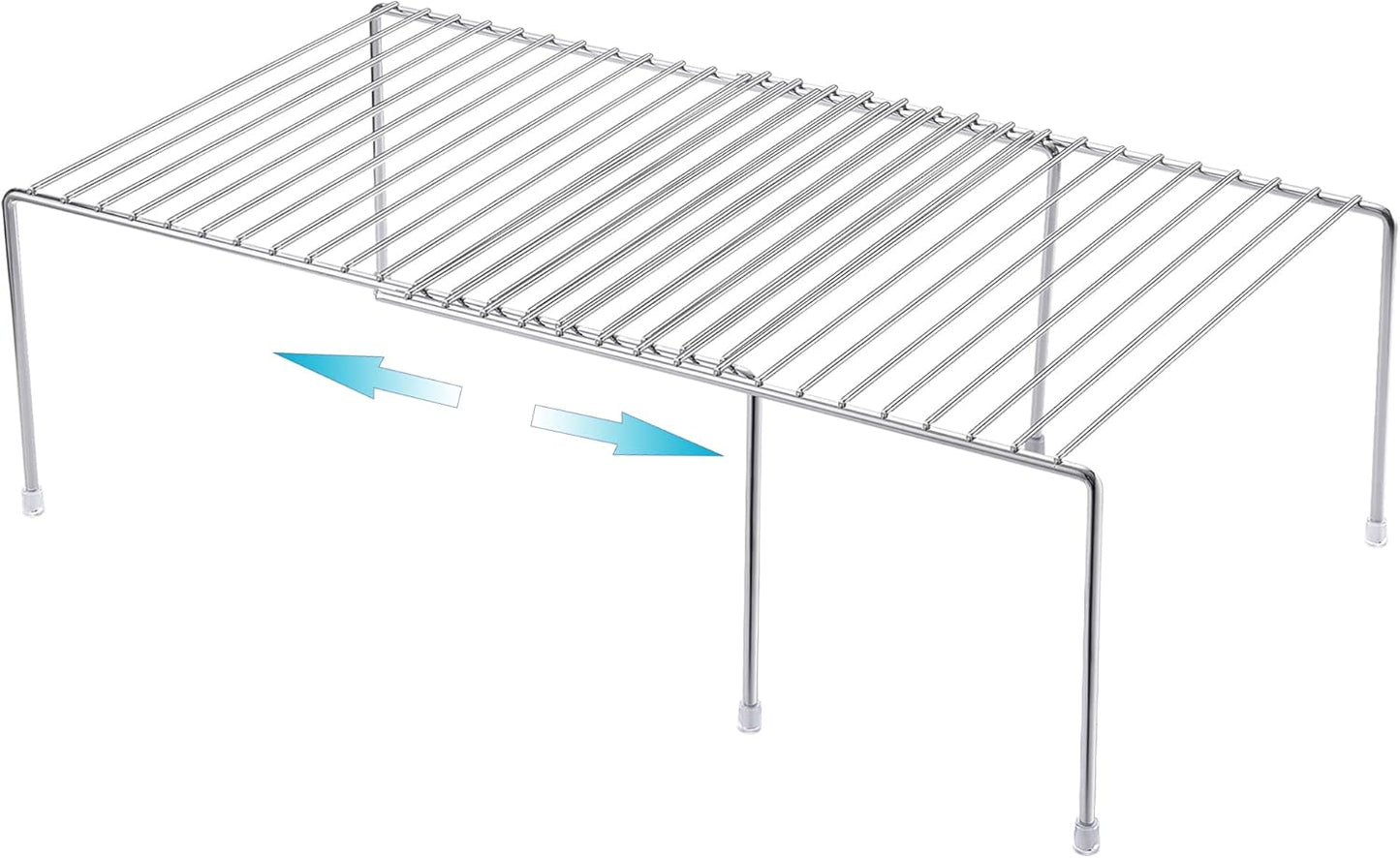 Expandable Kitchen Cupboard Organiser, 2-Piece Adjustable Freezer Cabinet Storage Wire Shelf Rack Rustproof Metal Shelves Space Saver for Countertop Pantry Drawer Utensils