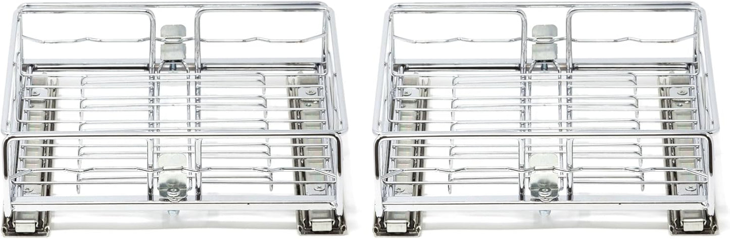 2 Pack Kitchen or Bathroom Chrome Plated Steel Sliding Pullout Drawer and Cabinet Organizer