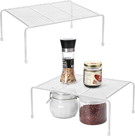 Kitchen Cupboard Organiser - Home Storage Shelf Wire Rack (2-Pack) for Cabinets, Countertops
