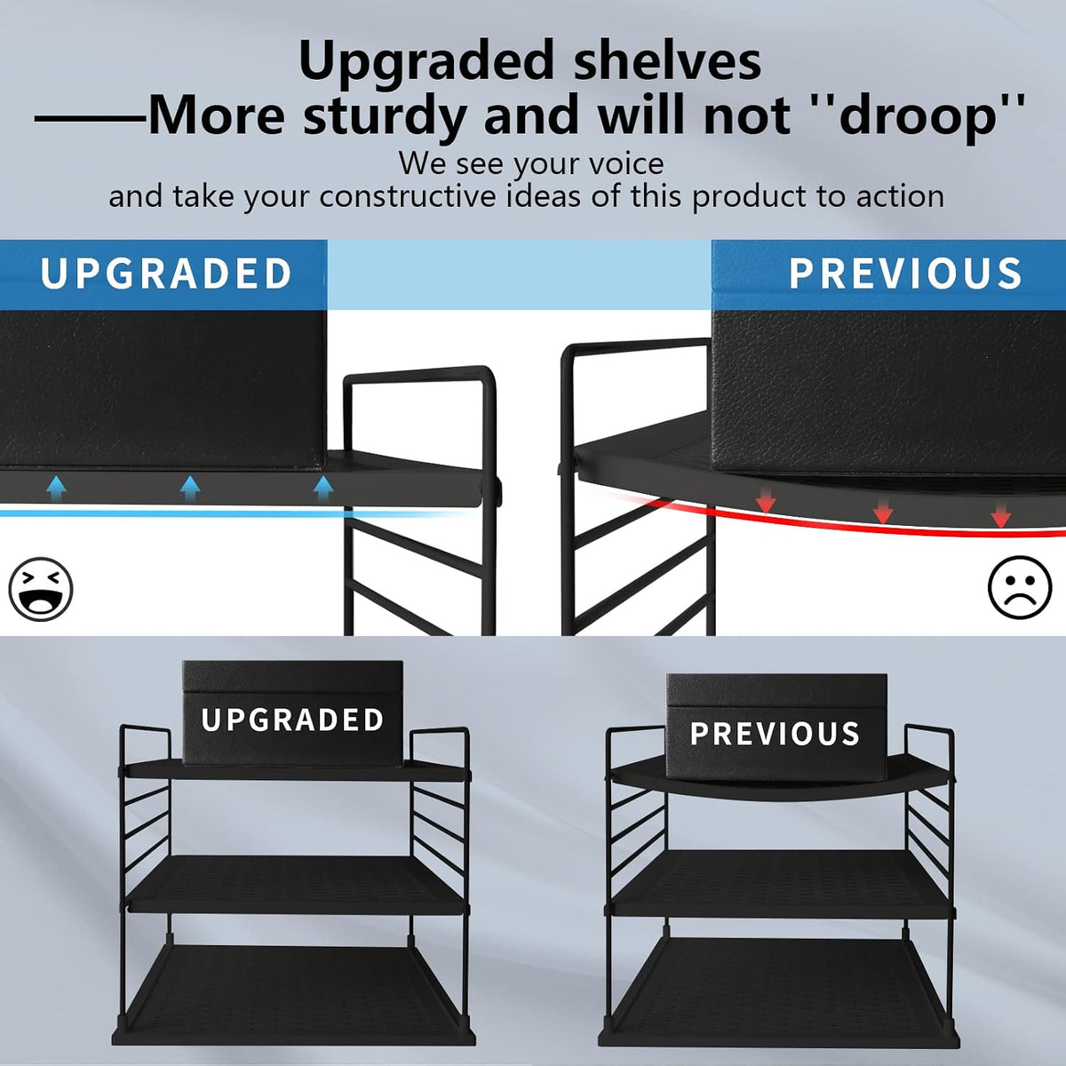 Upgraded Cabinet Organizers and Storage -Divided Compartment