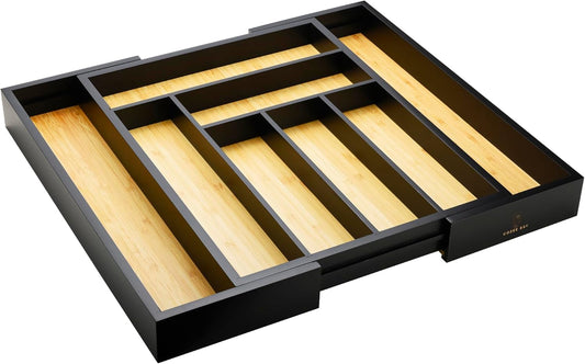 Bamboo drawer organizer, utensil holder, silverware organizer