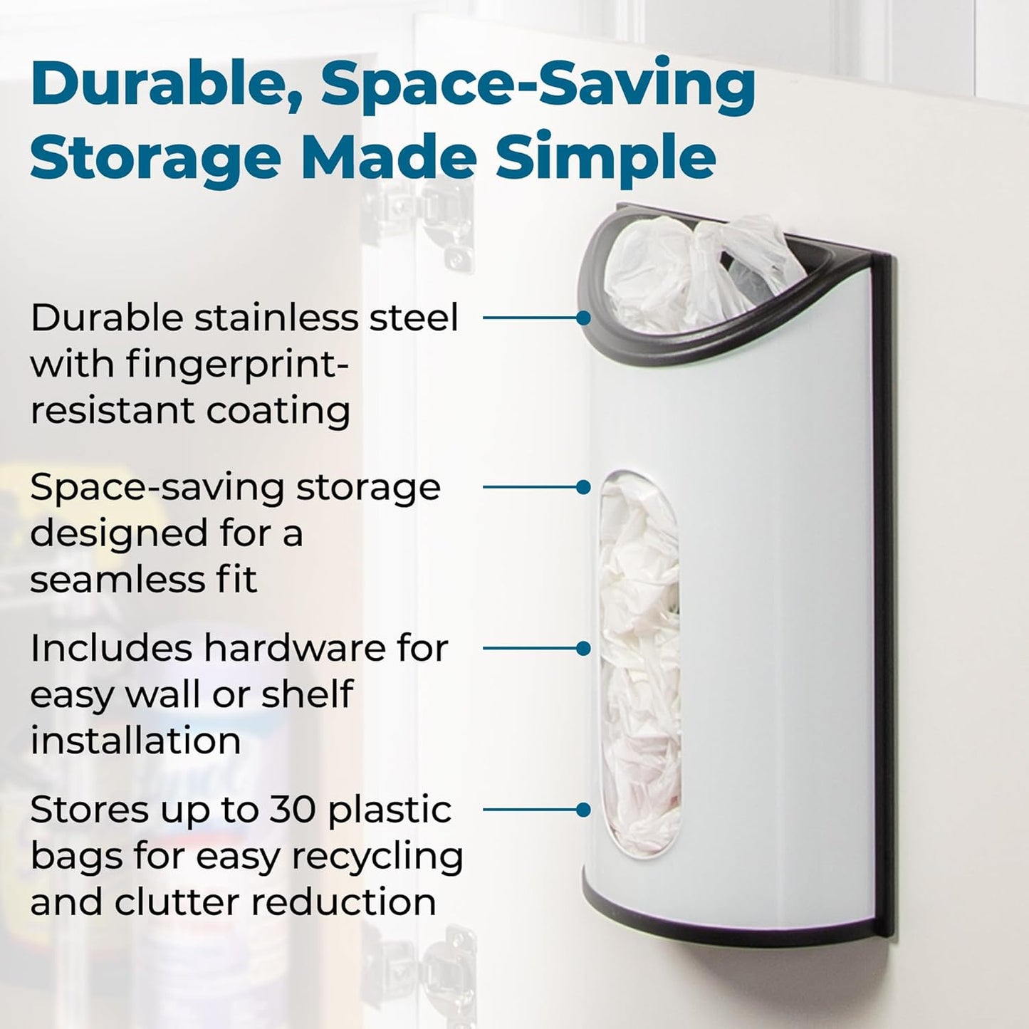Stainless Steel Plastic Bag Saver & Trash Bag Dispenser