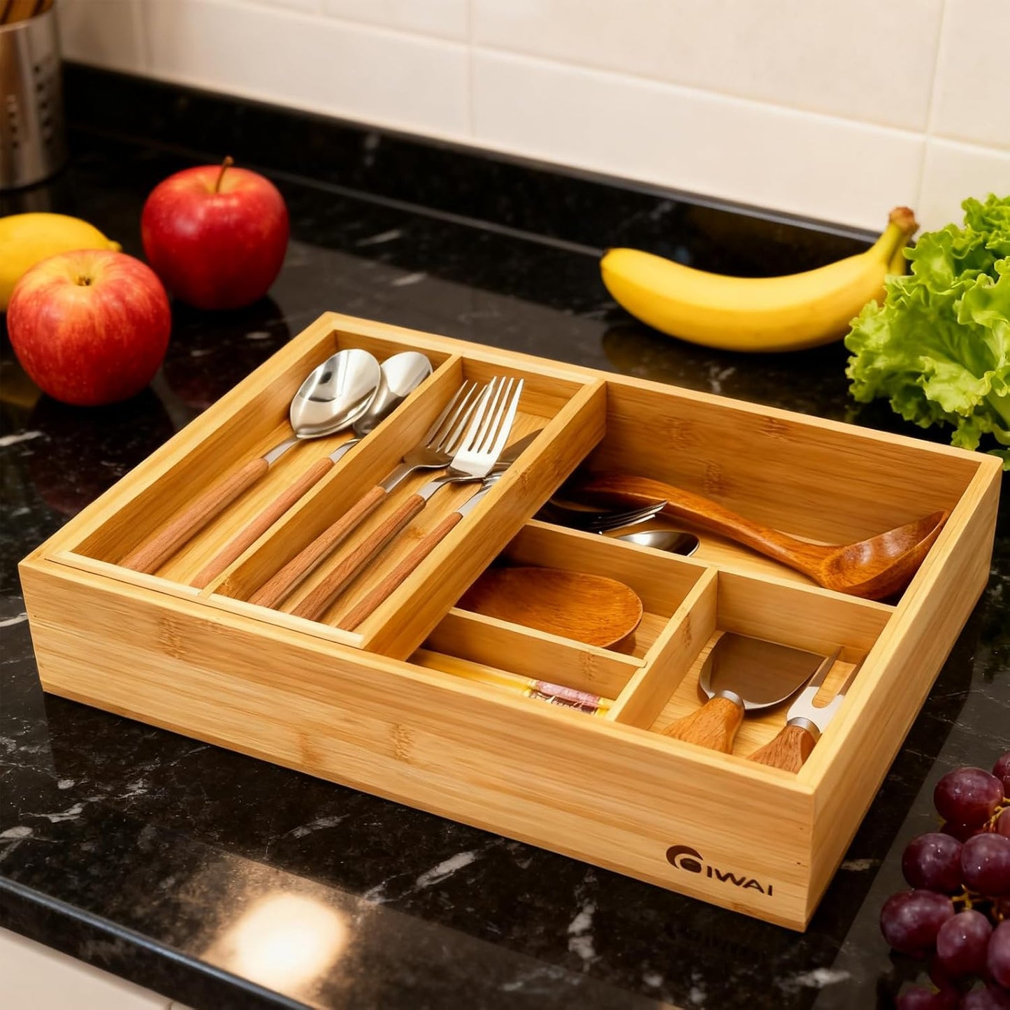 2-Tier Drawer Organizer with Removable Cutlery Tray Kitchen Utensil Silverware Drawer Organizer