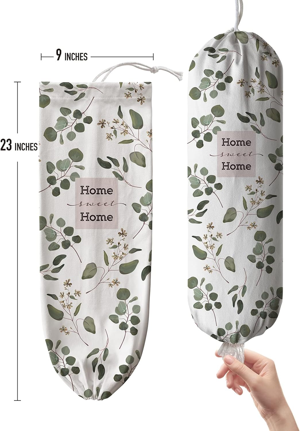 Grocery Bag Storage Dispenser,Eucalyptus Leaves Plastic Bag Holder,Garbage Shopping Trash bags Carrier Organizer,Farmhouse Sweet Home Kitchen Decor,Gifts for Women Grandma Mom