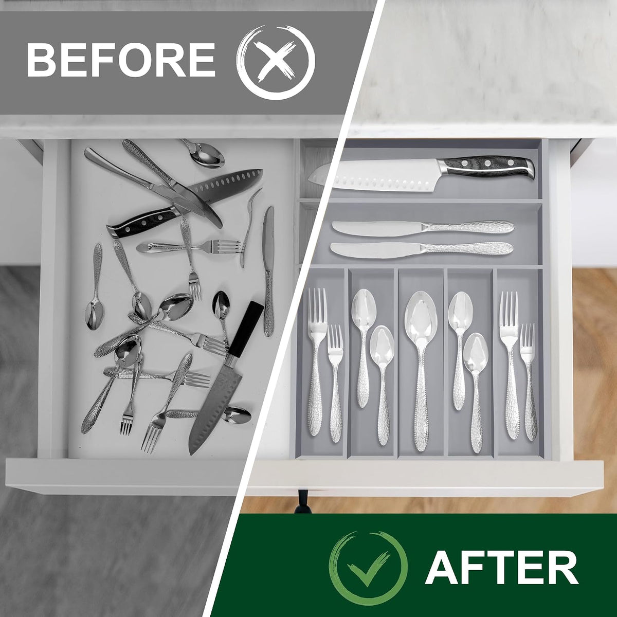 Utensil Organizer 13'' Silverware Drawer Organizer Cutlery K