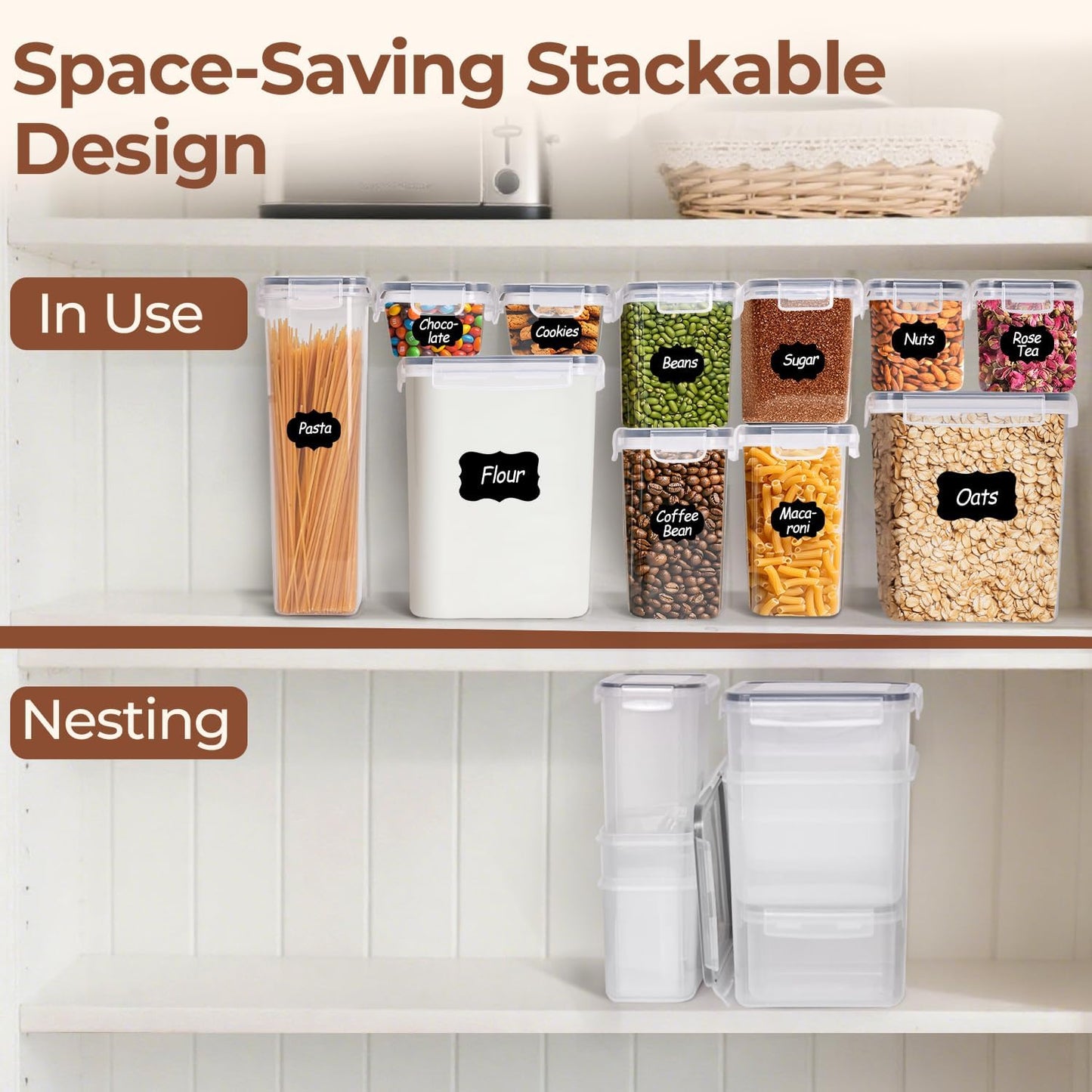 Airtight Food Storage Containers with Lids, 11 Pcs Canisters Sets for the Kitchen