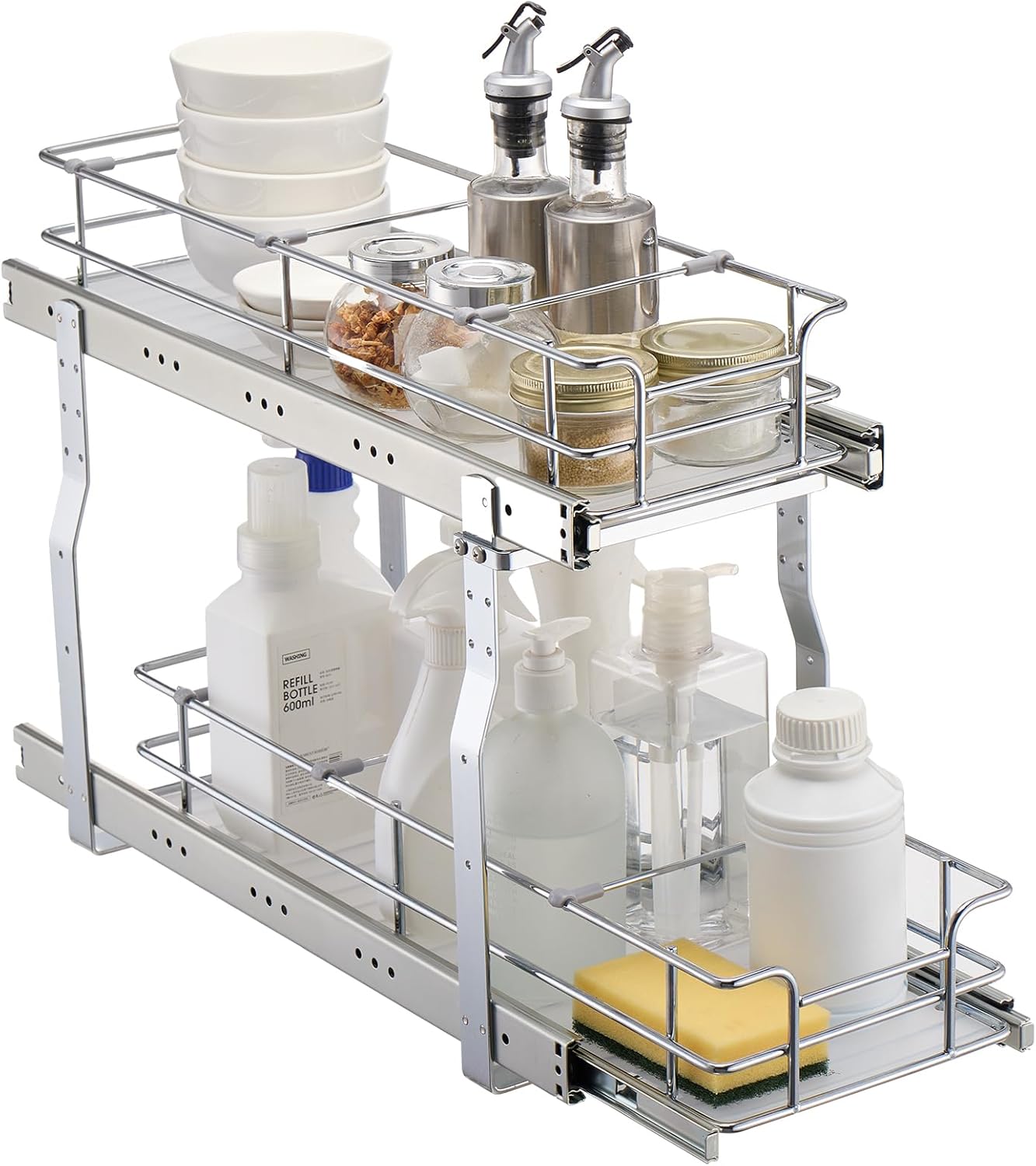 Pull Out Cabinet Organizer,8.5" W x 21" D x15.2 HHeavy Duty Slide Out Pantry Shelves
