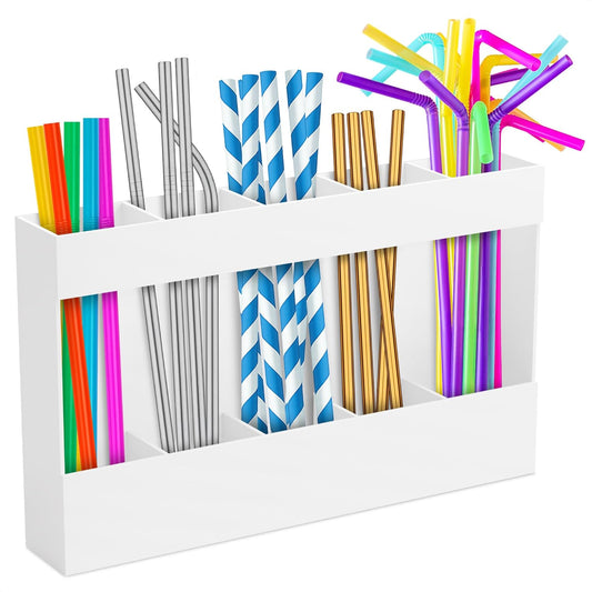 9.5" Cabinet Door Peel and Stick Straw Holder – White Plastic Straw Holder for Cabinet Door