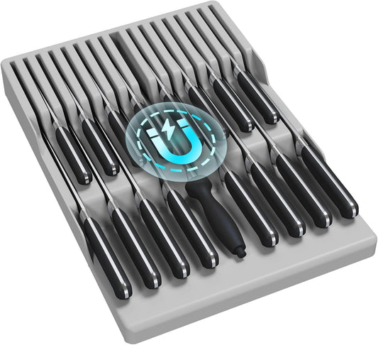 Magnetic Drawer Knife Organizers Insert, Kitchen Plastic In Drawer Knife Block Slots
