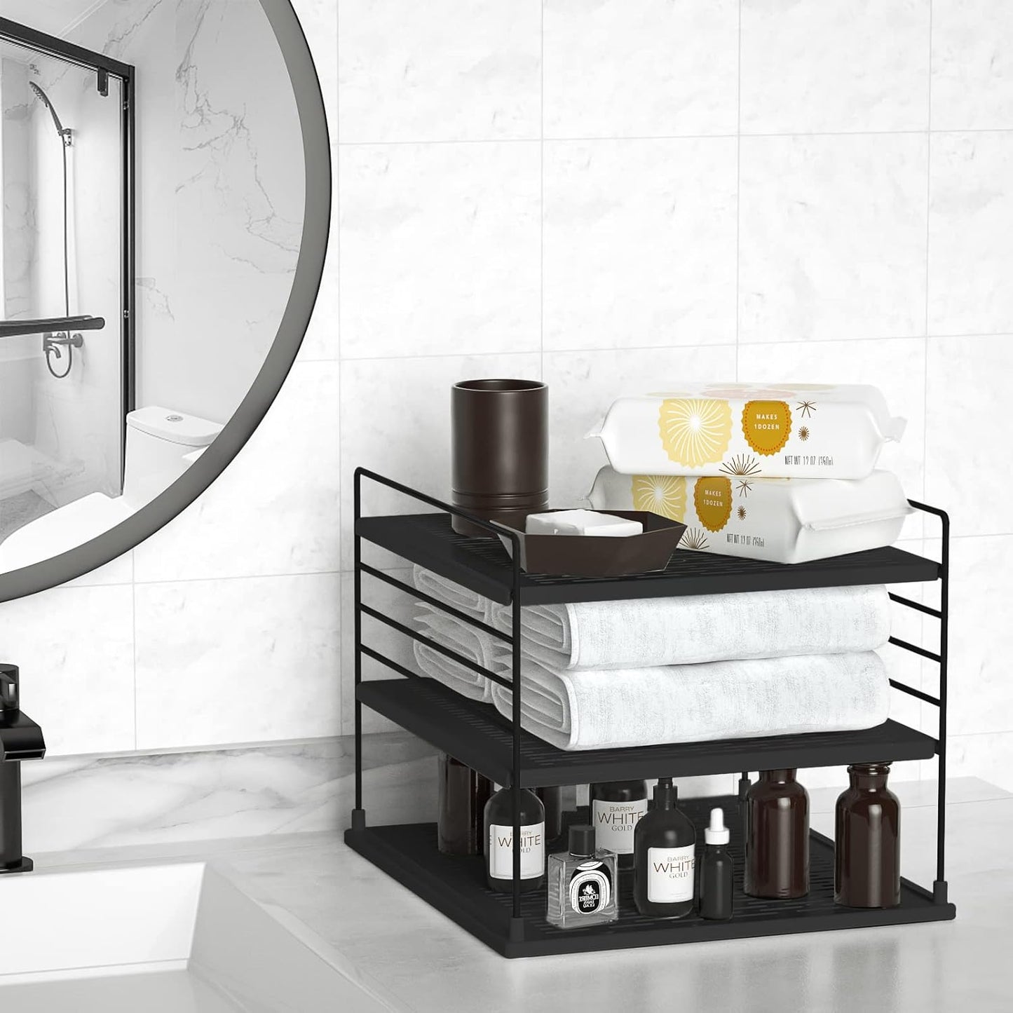 Upgraded Cabinet Organizers and Storage -Divided Compartment Holder for Plastic Bag, Wrap, Foil