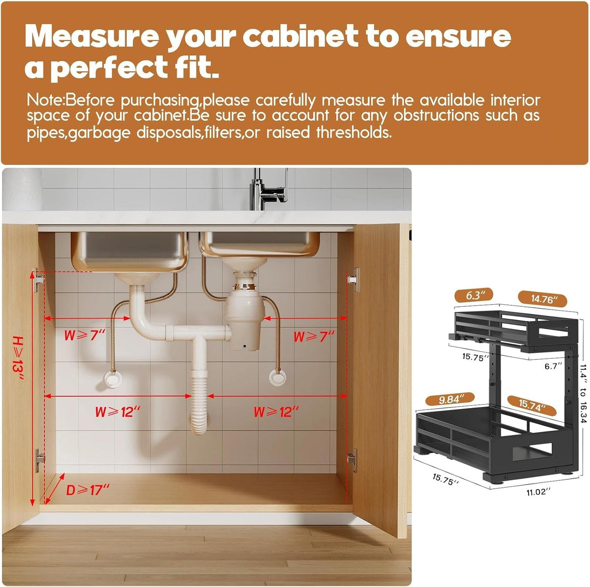 1-Pack Under Sink Organizers and Storage