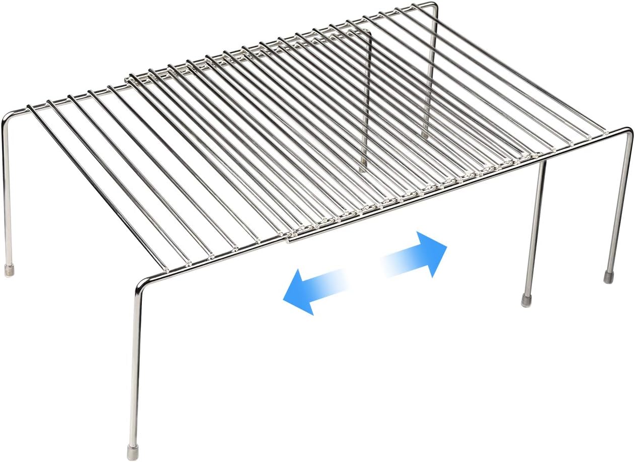 Space-Saving Stainless Steel Storage Rack, 12.8-22.8 in, Silver, Easy to Install, Versatile Design