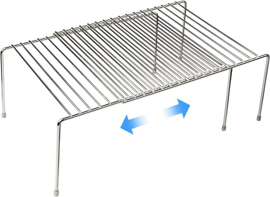 Space-Saving Stainless Steel Storage Rack, 12.8-22.8 in, Silver, Easy to Install, Versatile Design